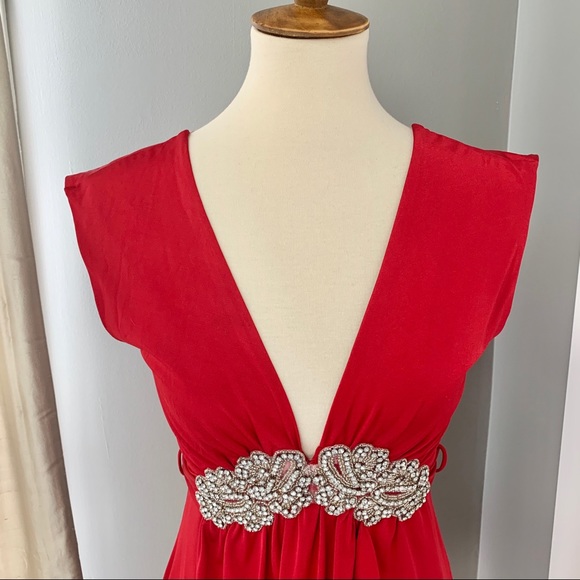 Forever red dress w/ faux diamond detail - Picture 1 of 8